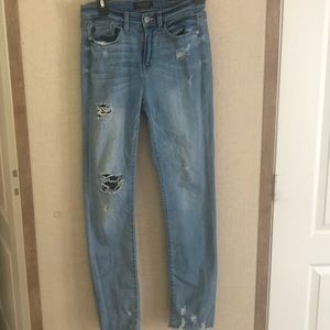 High waist stretch straight leg denim